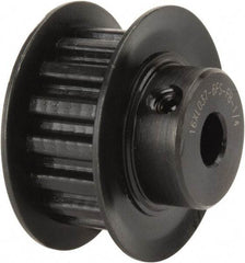 Power Drive - 16 Tooth, 1/4" Inside x 1" Outside Diam, Timing Belt Pulley - 1/4, 3/8" Belt Width, 1.019" Pitch Diam, Steel & Cast Iron - USA Tool & Supply