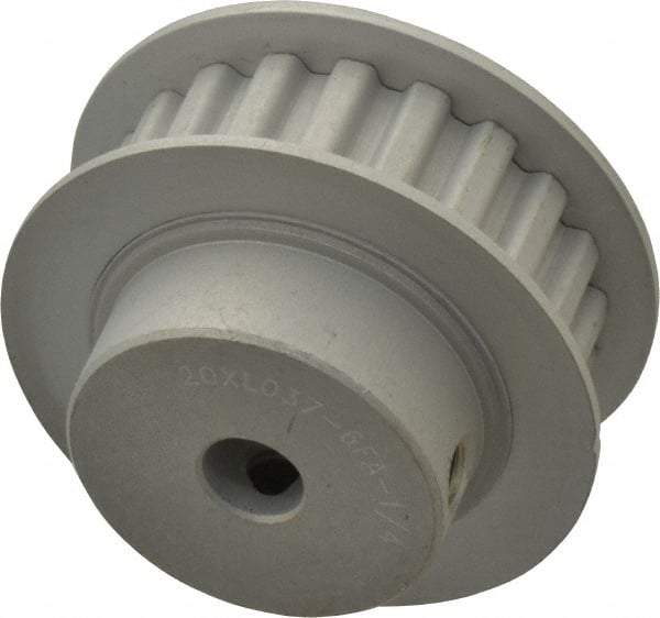 Power Drive - 20 Tooth, 1/4" Inside x 1.253" Outside Diam, Timing Belt Pulley - 1/4, 3/8" Belt Width, 1.273" Pitch Diam, Steel & Cast Iron - USA Tool & Supply