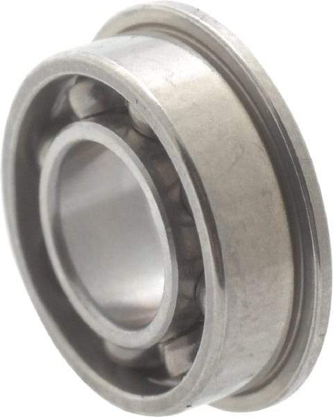 Value Collection - 3/16" Bore Diam, 5/16" OD, Open Miniature Radial Ball Bearing - 7/64" Wide, With Flange, 1 Row, Round Bore, 29 Lb Static Capacity, 81 Lb Dynamic Capacity - USA Tool & Supply