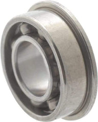 Value Collection - 1/8" Bore Diam, 5/16" OD, Open Miniature Radial Ball Bearing - 7/64" Wide, With Flange, 1 Row, Round Bore, 40 Lb Static Capacity, 124 Lb Dynamic Capacity - USA Tool & Supply