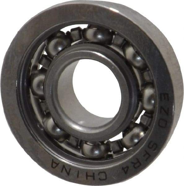 Value Collection - 1/4" Bore Diam, 5/8" OD, Open Miniature Radial Ball Bearing - 0.196" Wide, With Flange, 1 Row, Round Bore, 128 Lb Static Capacity, 335 Lb Dynamic Capacity - USA Tool & Supply