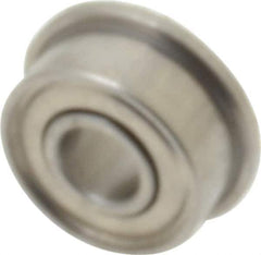 Value Collection - 1/8" Bore Diam, 5/16" OD, Double Shield Miniature Radial Ball Bearing - 9/64" Wide, With Flange, 1 Row, Round Bore, 40 Lb Static Capacity, 124 Lb Dynamic Capacity - USA Tool & Supply