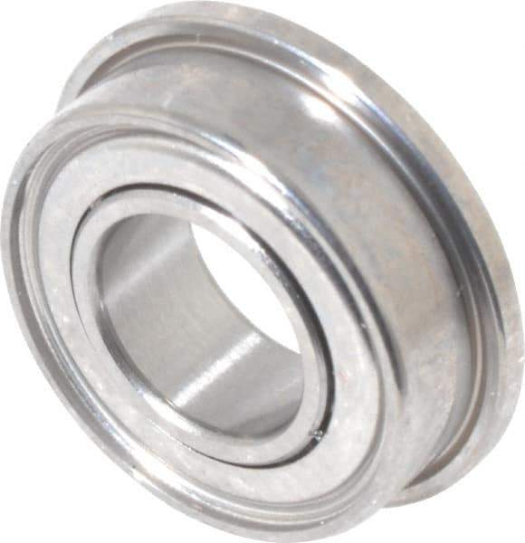 Value Collection - 3/16" Bore Diam, 3/8" OD, Double Shield Miniature Radial Ball Bearing - 1/8" Wide, With Flange, 1 Row, Round Bore, 56 Lb Static Capacity, 160 Lb Dynamic Capacity - USA Tool & Supply