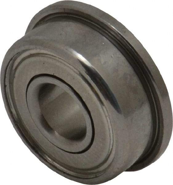 Value Collection - 5/64" Bore Diam, 1/4" OD, Double Shield Miniature Radial Ball Bearing - 9/64" Wide, With Flange, 1 Row, Round Bore, 23 Lb Static Capacity, 70 Lb Dynamic Capacity - USA Tool & Supply