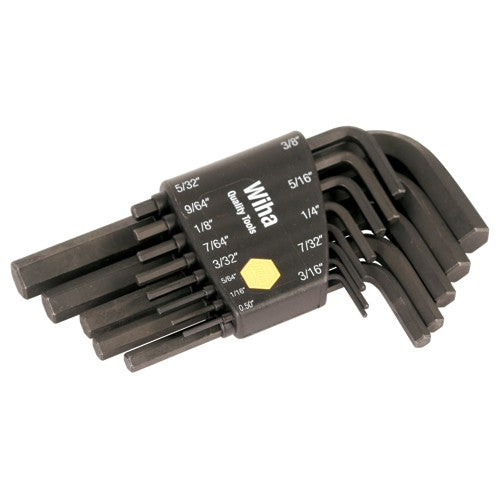 .050 - 3/8 HEX L-KEY SHORT ARM BLACK SET - USA Tool & Supply