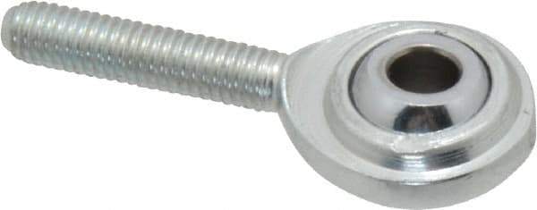 Made in USA - 3/16" ID, 5/8" Max OD, 1,210 Lb Max Static Cap, Plain Male Spherical Rod End - 10-32 RH, Steel with Steel Raceway - USA Tool & Supply