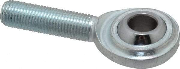 Made in USA - 3/8" ID, 1" Max OD, 5,100 Lb Max Static Cap, Plain Male Spherical Rod End - 3/8-24 RH, Steel with Steel Raceway - USA Tool & Supply