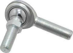 Made in USA - 3/8" ID, 1" Max OD, 5,100 Lb Max Static Cap, Male Spherical Rod End with Stud - 3/8-24 RH, Steel with Steel Raceway - USA Tool & Supply