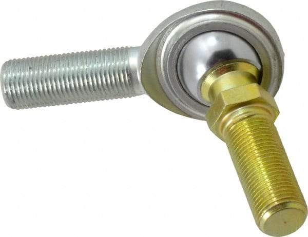 Made in USA - 5/8" ID, 1-1/2" Max OD, 9,813 Lb Max Static Cap, Male Spherical Rod End with Stud - 5/8-18 RH, Steel with Steel Raceway - USA Tool & Supply