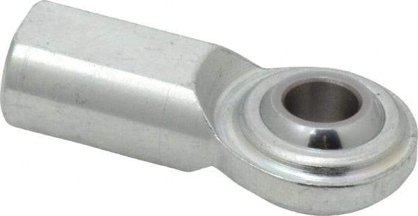 Made in USA - 3/8" ID, 1" Max OD, 5,100 Lb Max Static Cap, Plain Female Spherical Rod End - 3/8-24 RH, Steel with Steel Raceway - USA Tool & Supply