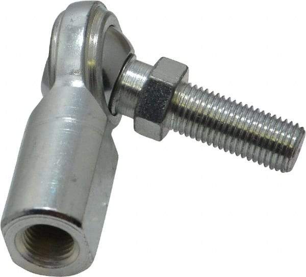 Made in USA - 3/8" ID, 1" Max OD, 5,100 Lb Max Static Cap, Female Spherical Rod End with Stud - 3/8-24 RH, Steel with Steel Raceway - USA Tool & Supply