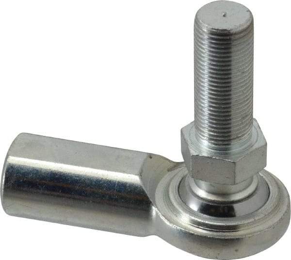 Made in USA - 3/4" ID, 1-3/4" Max OD, 14,290 Lb Max Static Cap, Female Spherical Rod End with Stud - 3/4-16 RH, Steel with Steel Raceway - USA Tool & Supply