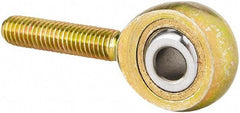 Made in USA - 7/16" ID, 1-1/8" Max OD, 4,244 Lb Max Static Cap, Male Spherical Rod End with Stud - 7/16-20 RH, Steel with Bronze Raceway - USA Tool & Supply