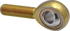 Made in USA - 7/16" ID, 1-1/8" Max OD, 4,244 Lb Max Static Cap, Plain Male Spherical Rod End - 7/16-20 RH, Steel with Bronze Raceway - USA Tool & Supply