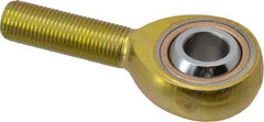 Made in USA - 1/2" ID, 1-5/16" Max OD, 6,700 Lb Max Static Cap, Plain Male Spherical Rod End - 1/2-20 RH, Steel with Bronze Raceway - USA Tool & Supply