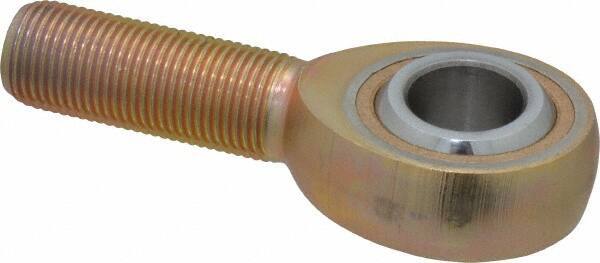 Made in USA - 5/8" ID, 1-1/2" Max OD, 7,400 Lb Max Static Cap, Plain Male Spherical Rod End - 5/8-18 RH, Steel with Bronze Raceway - USA Tool & Supply