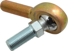 Made in USA - 1/2" ID, 1-5/16" Max OD, 6,700 Lb Max Static Cap, Male Spherical Rod End with Stud - 1/2-20 RH, Steel with Bronze Raceway - USA Tool & Supply