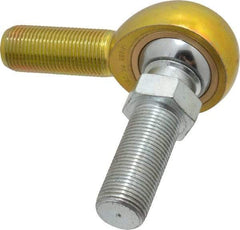 Made in USA - 3/4" ID, 1-3/4" Max OD, 11,550 Lb Max Static Cap, Male Spherical Rod End with Stud - 3/4-16 RH, Steel with Bronze Raceway - USA Tool & Supply