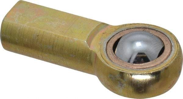 Made in USA - 3/16" ID, 5/8" Max OD, 1,624 Lb Max Static Cap, Plain Female Spherical Rod End - 10-32 RH, Steel with Bronze Raceway - USA Tool & Supply