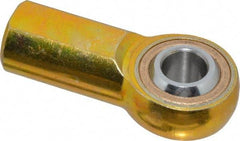 Made in USA - 7/16" ID, 1-1/8" Max OD, 4,300 Lb Max Static Cap, Plain Female Spherical Rod End - 7/16-20 RH, Steel with Bronze Raceway - USA Tool & Supply