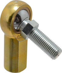 Made in USA - 7/16" ID, 1-1/8" Max OD, 4,300 Lb Max Static Cap, Female Spherical Rod End with Stud - 7/16-20 RH, Steel with Bronze Raceway - USA Tool & Supply