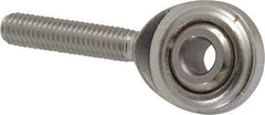 Made in USA - 3/16" ID, 5/8" Max OD, 912 Lb Max Static Cap, Plain Male Spherical Rod End - 10-32 RH, Stainless Steel with Stainless Steel Raceway - USA Tool & Supply