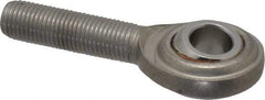 Made in USA - 3/8" ID, 1" Max OD, 3,040 Lb Max Static Cap, Plain Male Spherical Rod End - 3/8-24 RH, Stainless Steel with Stainless Steel Raceway - USA Tool & Supply