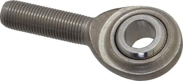 Made in USA - 1/2" ID, 1-5/16" Max OD, 4,700 Lb Max Static Cap, Plain Male Spherical Rod End - 1/2-20 RH, Stainless Steel with Stainless Steel Raceway - USA Tool & Supply