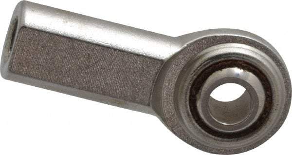 Made in USA - 1/4" ID, 3/4" Max OD, 1,380 Lb Max Static Cap, Plain Female Spherical Rod End - 1/4-28 RH, Stainless Steel with Stainless Steel Raceway - USA Tool & Supply