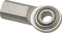 Made in USA - 3/8" ID, 1" Max OD, 3,080 Lb Max Static Cap, Plain Female Spherical Rod End - 3/8-24 RH, Stainless Steel with Stainless Steel Raceway - USA Tool & Supply