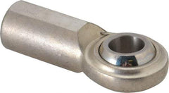 Made in USA - 3/4" ID, 1-3/4" Max OD, 7,520 Lb Max Static Cap, Plain Female Spherical Rod End - 3/4-16 RH, Stainless Steel with Stainless Steel Raceway - USA Tool & Supply