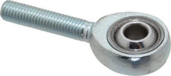 Made in USA - 1/4" ID, 3/4" Max OD, 5,262 Lb Max Static Cap, Plain Male Spherical Rod End - 1/4-28 RH, Alloy Steel with Steel Raceway - USA Tool & Supply