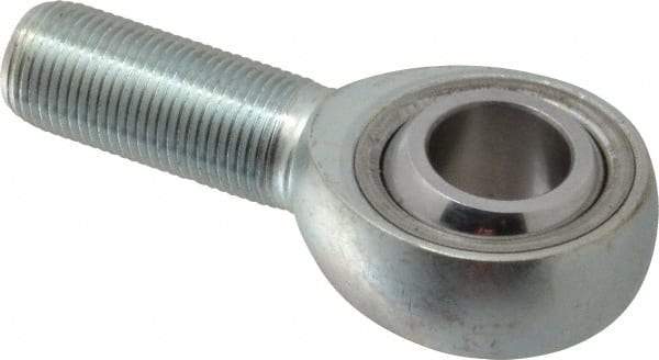 Made in USA - 3/4" ID, 1-3/4" Max OD, 28,090 Lb Max Static Cap, Plain Male Spherical Rod End - 3/4-16 RH, Alloy Steel with Steel Raceway - USA Tool & Supply