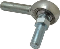 Made in USA - 3/8" ID, 1" Max OD, 9,550 Lb Max Static Cap, Male Spherical Rod End with Stud - 3/8-24 RH, Alloy Steel with Steel Raceway - USA Tool & Supply