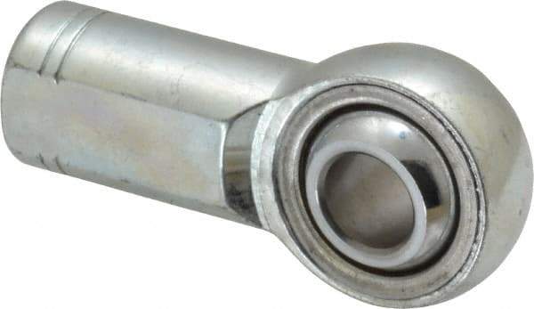 Made in USA - 7/16" ID, 1-1/8" Max OD, 10,290 Lb Max Static Cap, Plain Female Spherical Rod End - 7/16-20 RH, Alloy Steel with Steel Raceway - USA Tool & Supply