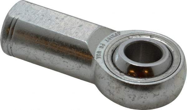 Made in USA - 5/8" ID, 1-1/2" Max OD, 17,959 Lb Max Static Cap, Plain Female Spherical Rod End - 5/8-18 RH, Alloy Steel with Steel Raceway - USA Tool & Supply