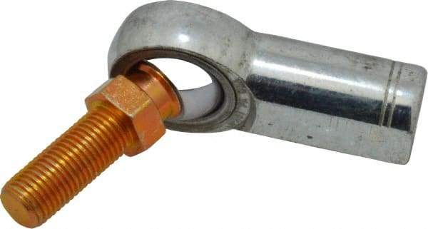 Made in USA - 3/8" ID, 1" Max OD, 9,550 Lb Max Static Cap, Female Spherical Rod End with Stud - 3/8-24 RH, Alloy Steel with Steel Raceway - USA Tool & Supply