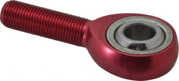 Made in USA - 1/2" ID, 1-5/16" Max OD, 7,698 Lb Max Static Cap, Plain Male Spherical Rod End - 1/2-20 RH, Aluminum Housing with Steel Raceway - USA Tool & Supply