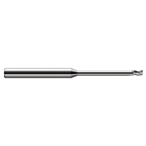Miniature End Mills - Long Reach, Stub Flute - 0.1000″ Cutter Diameter × 0.1500″ Length of Cut × 0.5000″ (1/2″) Reach Carbide Square End Mill, 3 Flutes - Exact Industrial Supply