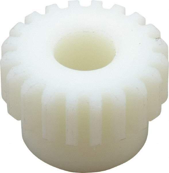 Poly Hi Solidur - 16 Pitch, 1-1/4" Pitch Diam, 20 Tooth Spur Gear - 1/2" Face Width, 1/2" Bore Diam, 1-1/16" Hub Diam, Nylon - USA Tool & Supply