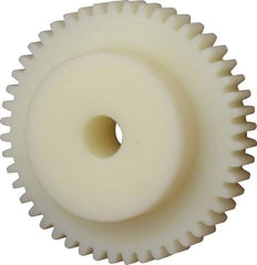 Poly Hi Solidur - 16 Pitch, 3" Pitch Diam, 48 Tooth Spur Gear - 1/2" Face Width, 1/2" Bore Diam, 2" Hub Diam, Nylon - USA Tool & Supply