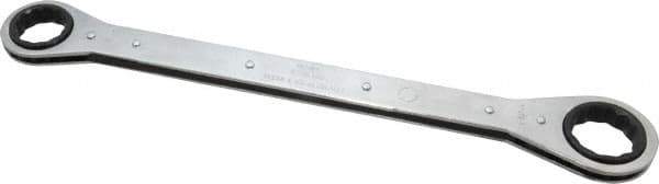 Lang - 1-1/16" x 1-1/4" 12 Point Ratcheting Box Wrench - Double End, 15" OAL, Steel, Nickel Chrome Finish - USA Tool & Supply