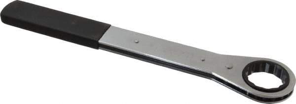 Lang - 1-5/8" 12 Point Ratcheting Box Wrench - Single End, 15-1/2" OAL, Steel, Nickel Chrome Finish - USA Tool & Supply