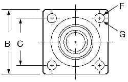 Pacific Bearing - 1" ID, 2-3/4" OAW x 2.812" OALFlange Mounted Bearing - 1,905 Lb Static Cap - USA Tool & Supply