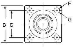 Pacific Bearing - 1" ID, 2-3/4" OAW x 2.812" OALFlange Mounted Bearing - 1,905 Lb Static Cap - USA Tool & Supply