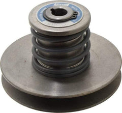 Lovejoy - 1.72" Min Pitch, 3-1/2" Long, 4.65" Max Diam, Spring Loaded Variable Speed Pulley - 5" Outside Diam, 5/8" Inside Diam, 1/2 Hp at 1750 RPM, 0.333 Hp at 1150 RPM - USA Tool & Supply