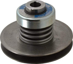 Lovejoy - 2.69" Min Pitch, 4.13" Long, 5.65" Max Diam, Spring Loaded Variable Speed Pulley - 6" Outside Diam, 7/8" Inside Diam, 1 Hp at 1750 RPM, 3/4 Hp at 1150 RPM - USA Tool & Supply