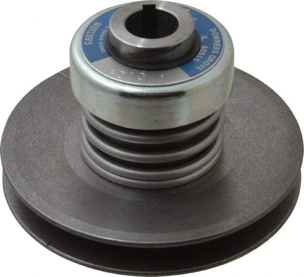 Lovejoy - 2.69" Min Pitch, 4.13" Long, 5.65" Max Diam, Spring Loaded Variable Speed Pulley - 6" Outside Diam, 1" Inside Diam, 1 Hp at 1750 RPM, 3/4 Hp at 1150 RPM - USA Tool & Supply