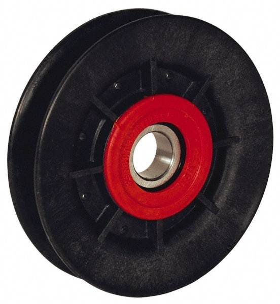 Fenner Drives - 17 Inside x 6.03" Outside Diam, 1/2" Wide Pulley Slot, Glass Reinforced Nylon Idler Pulley - 4L/A Belt Section, For Use with V-Belts - USA Tool & Supply