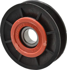 Fenner Drives - 17 Inside x 3" Outside Diam, 1/2" Wide Pulley Slot, Glass Reinforced Nylon Idler Pulley - 4L/A Belt Section, For Use with V-Belts - USA Tool & Supply